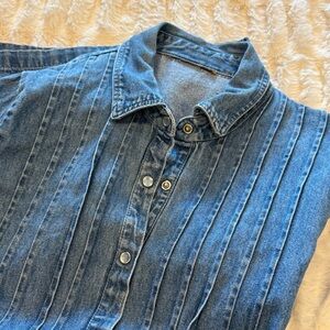 Jean Snap Dress with Pleats